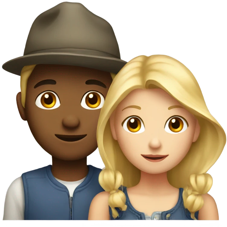 blonde girl with boy in hat emoji