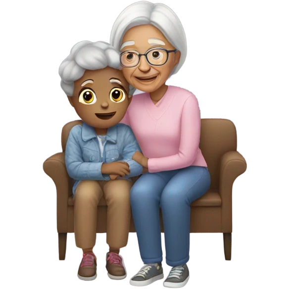 Girl hanging out with her grandma emoji