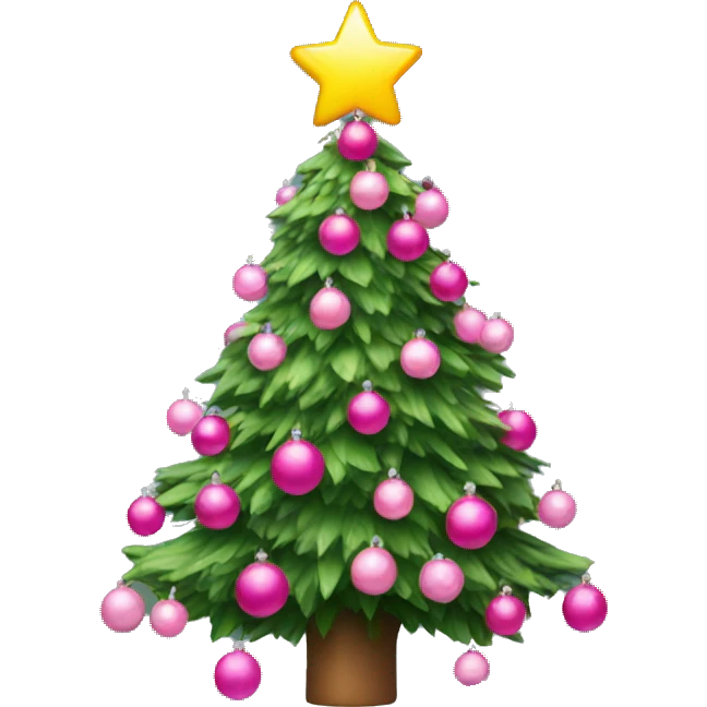 christmas tree with pink decorations emoji