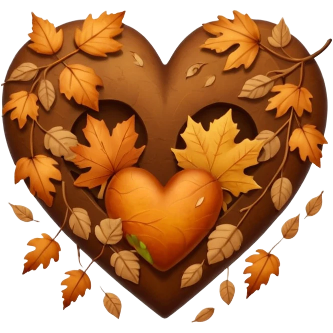 Brown autumn heart  emoji