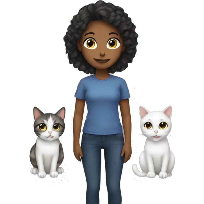 One girl and two cats emoji