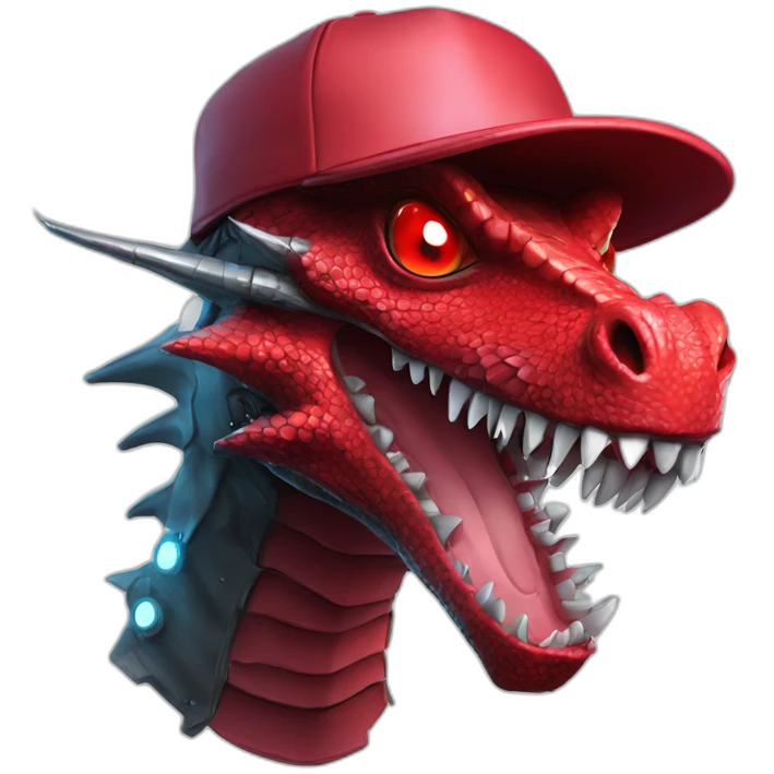 crazy-funny-cyberpunk-red-dragon-head-with-beautiful-smile-wearing-and-hat emoji
