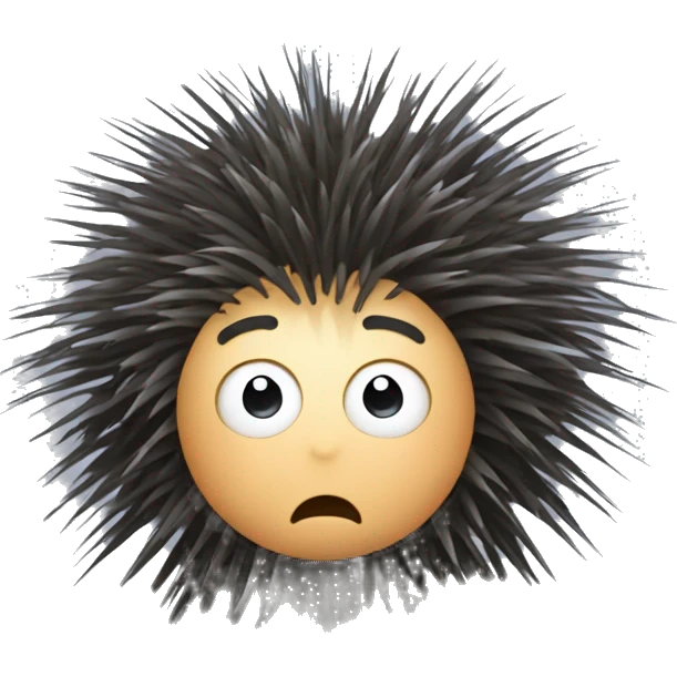 Porcupine man with star eyes looking shocked dizzy static hair emoji