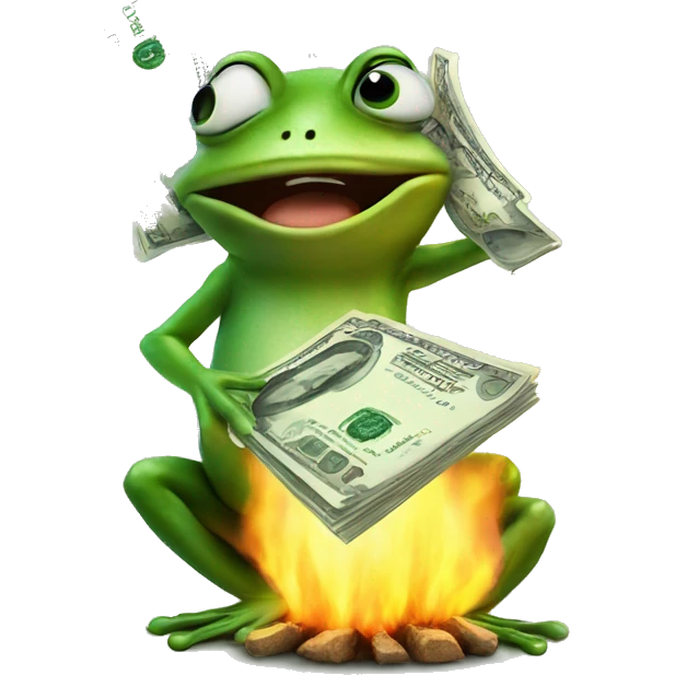 Frog burns money  emoji