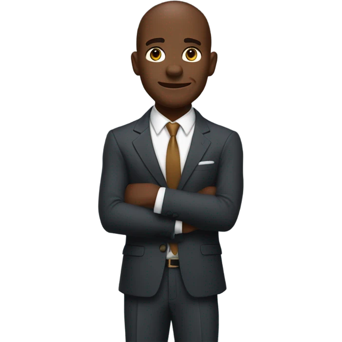 Amos newsome wearing a suit saying excuse me with his forearm extended out  emoji