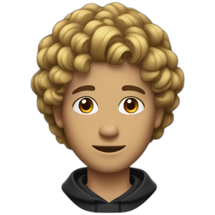 Jeunne homme noir au cheveux noir bouclées emoji