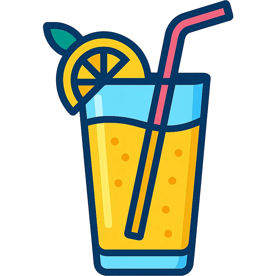 summer lemonade in a glass with a straw refreshing cool style emoji
