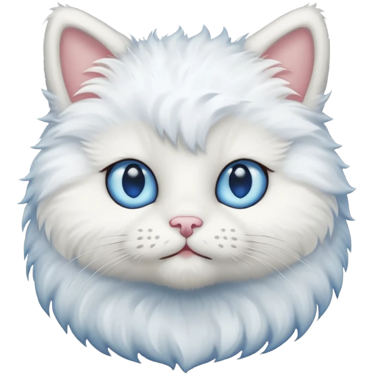 White teddy cat with blue eyes emoji