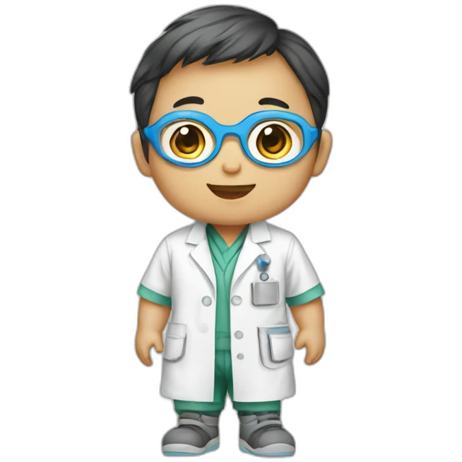 asian professor baby boy with lab suit and goggle emoji