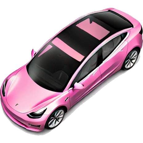 Pink Tesla model 3 top view emoji