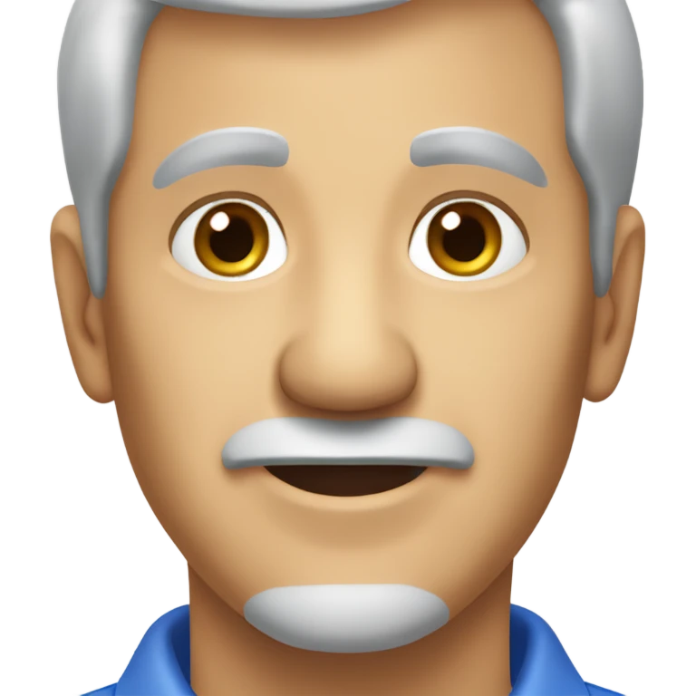 old italian man, grey hair, no facial hair. wearing a blue smart polo shirt emoji