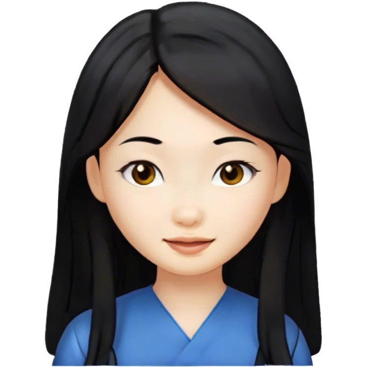 Long hair asian girl smirking  emoji