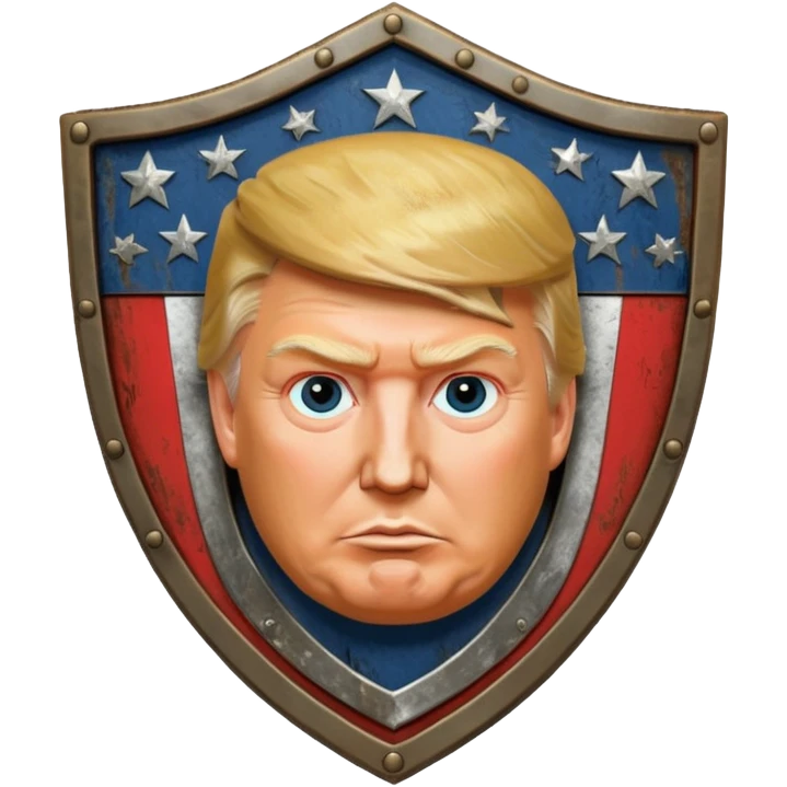 a shield with Donald Trump's face emoji