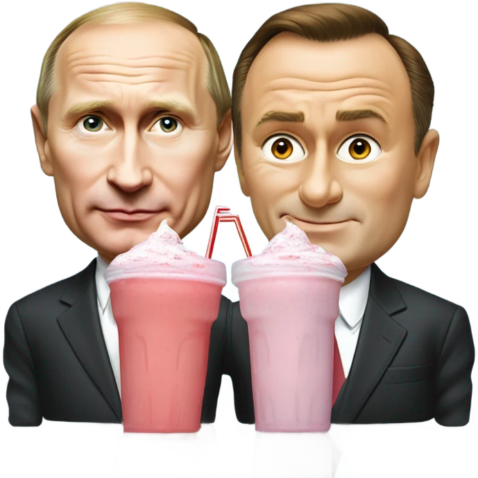 Vladimir Putin and Gerhard Schröder drinking a milkshake with two straws emoji