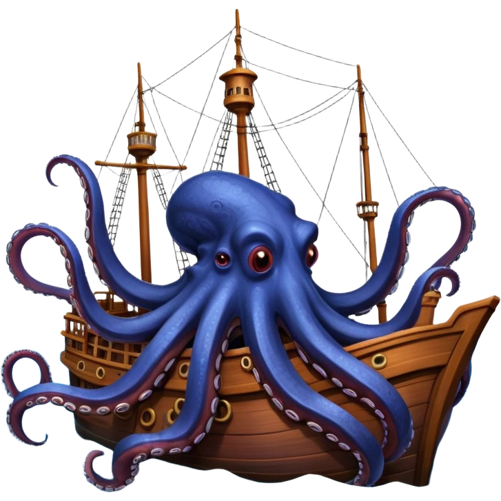 Kraken – Giant octopus with tentacles wrapping a ship emoji
