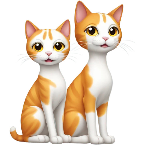 2 orange and white cats one skinny and small and one big emoji