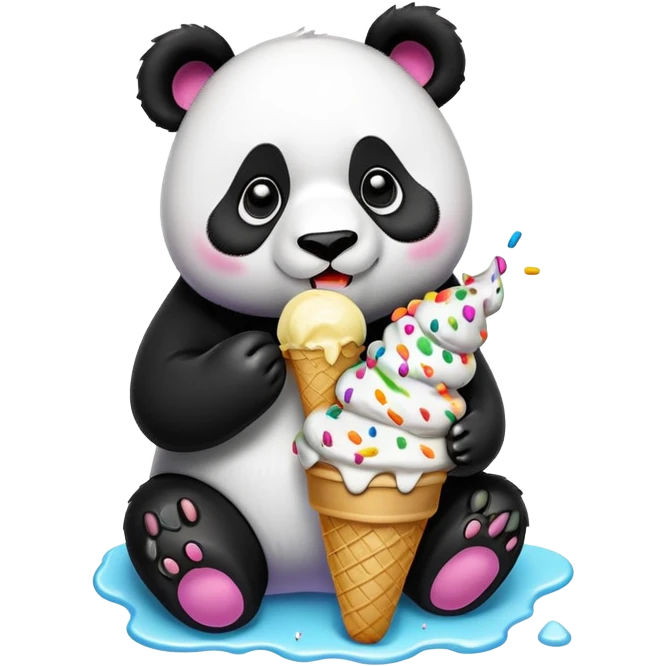 Panda eating ice cream emoji