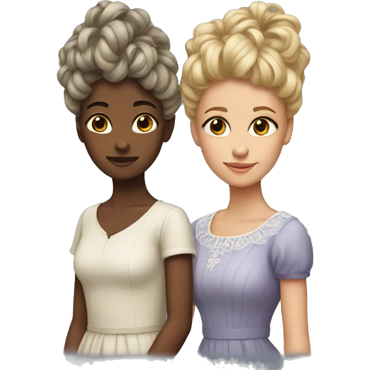 two female siblings with the same elaborate hairstyle emoji
