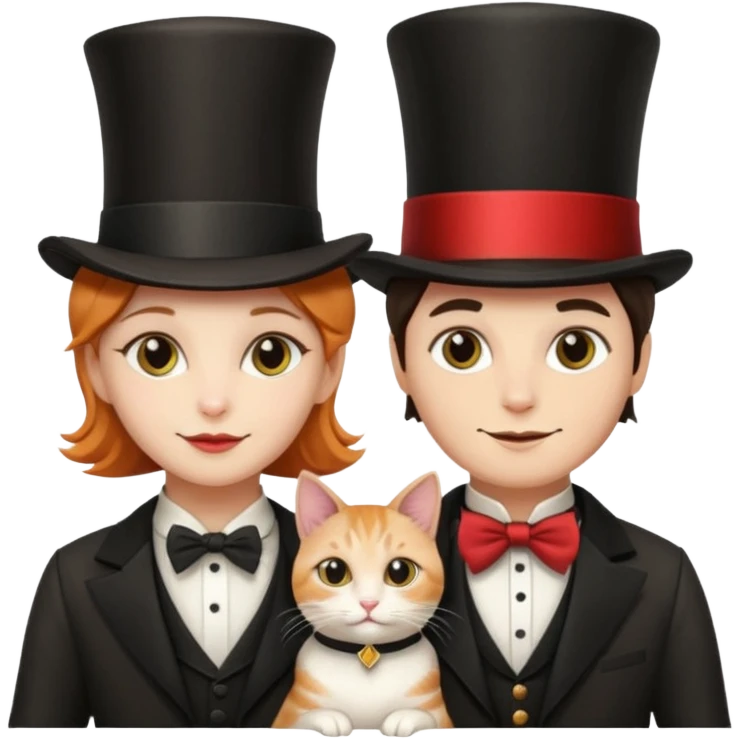 magician couple and their pet cat emoji