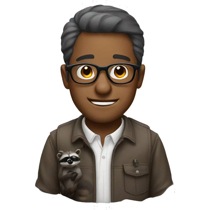 Man with glasses and raccoon emoji