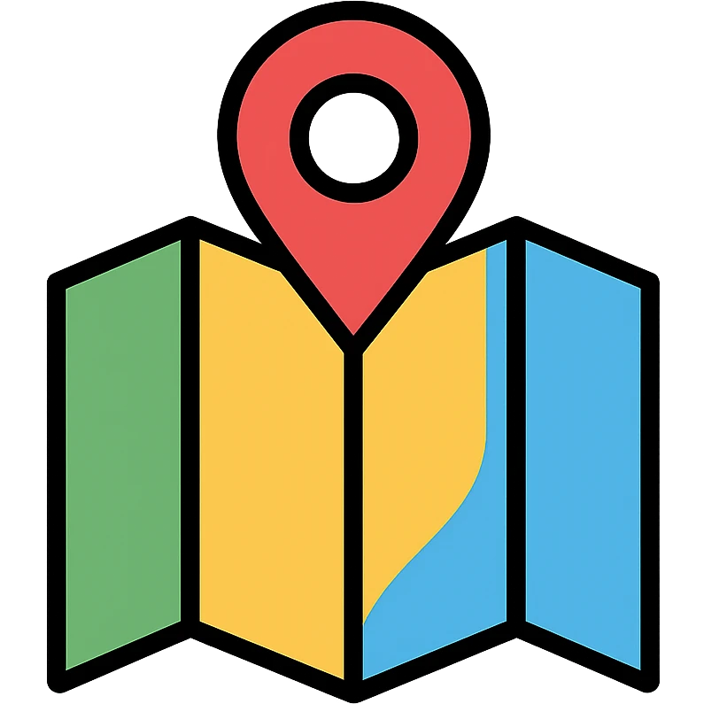 map with a location pin icon in color with black outlines emoji