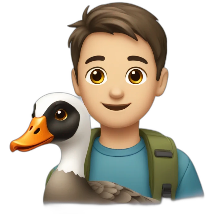 A goose and a boy emoji