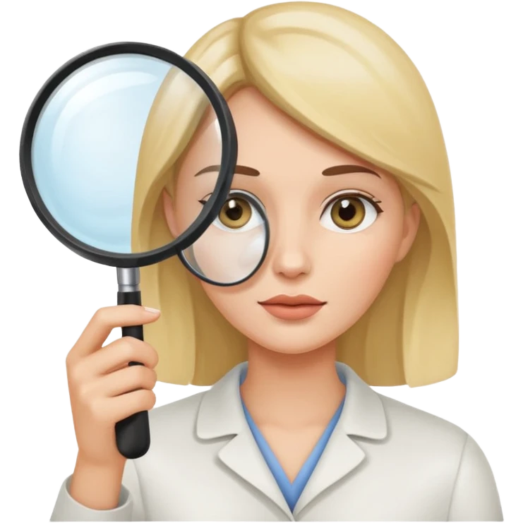 Woman with a Magnifying glass analysing face skin  emoji