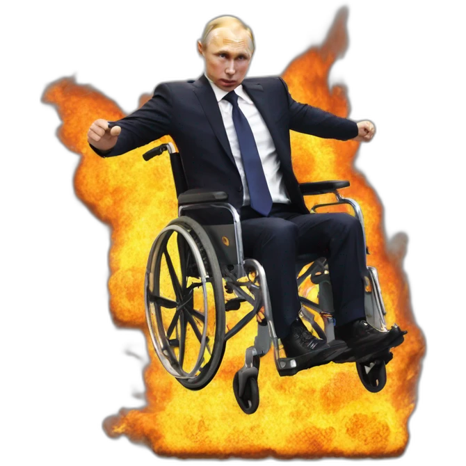 Furious vladimir putin wheelchair jumps through fire ring emoji