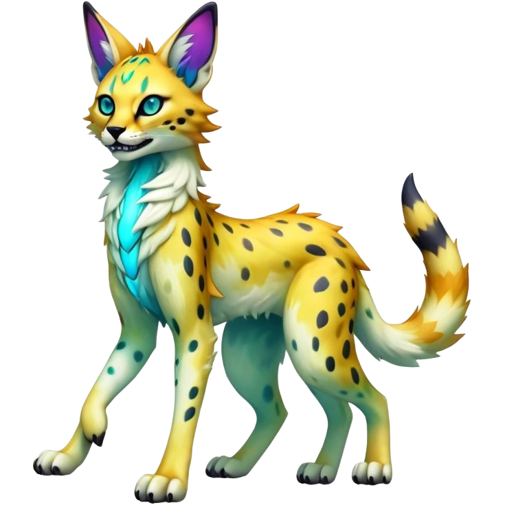 Epic Edgy Colorful ethereal eldritch Sergal-Serval-Vernid full body emoji