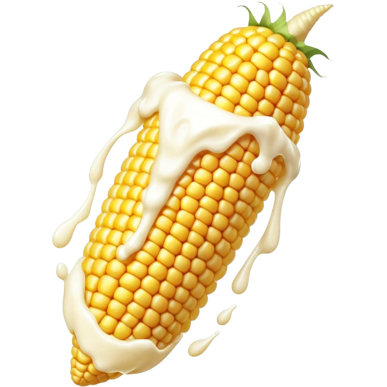 A corn cob with yogurt dripping off of it emoji