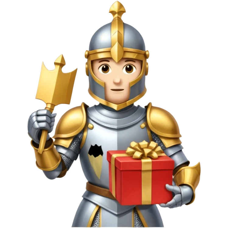knight hold carton box gift emoji