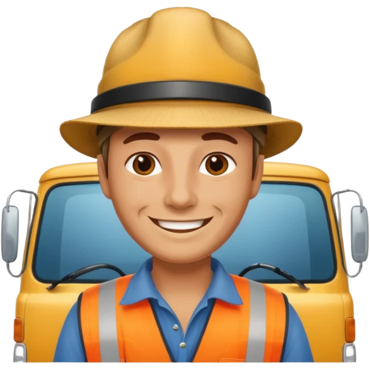 Kamyon şoförü Yarı Kamyonun Karikatür çizimi emoji