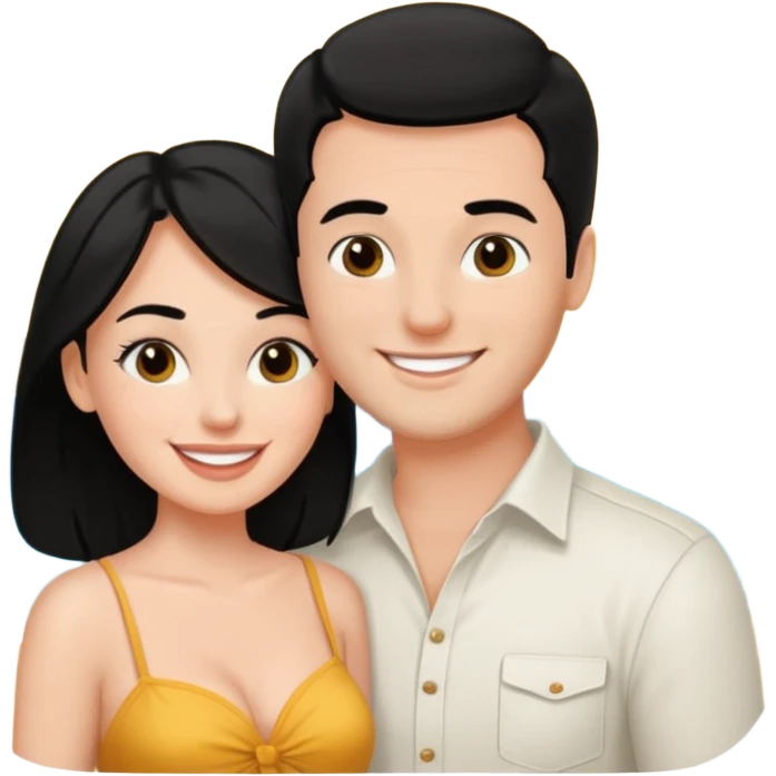 A white woman and man on their honeymoon (black hair) emoji