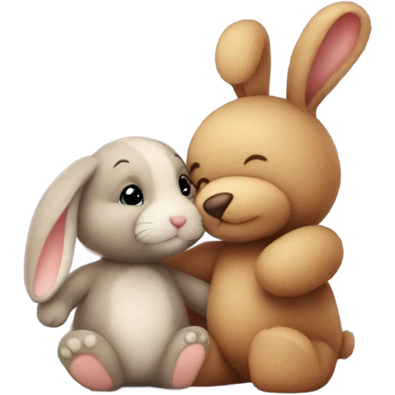 bunny and teddy bear kissing emoji
