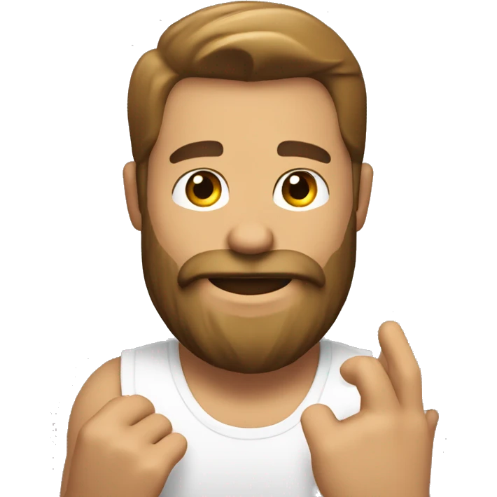 bearded muscled man waving hello emoji