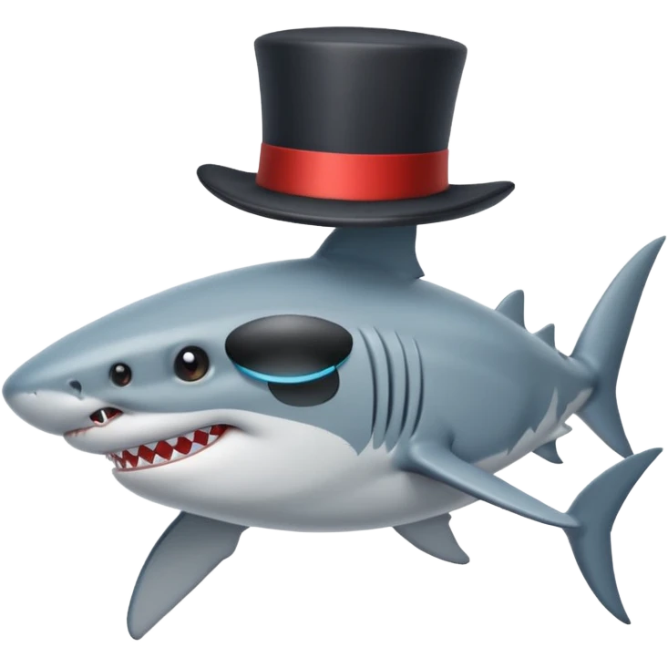 Shark with a top hat emoji