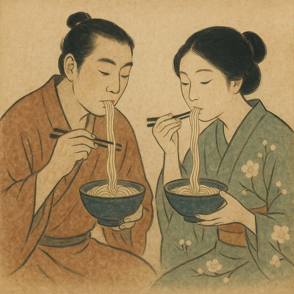 couple eating noodles emoji