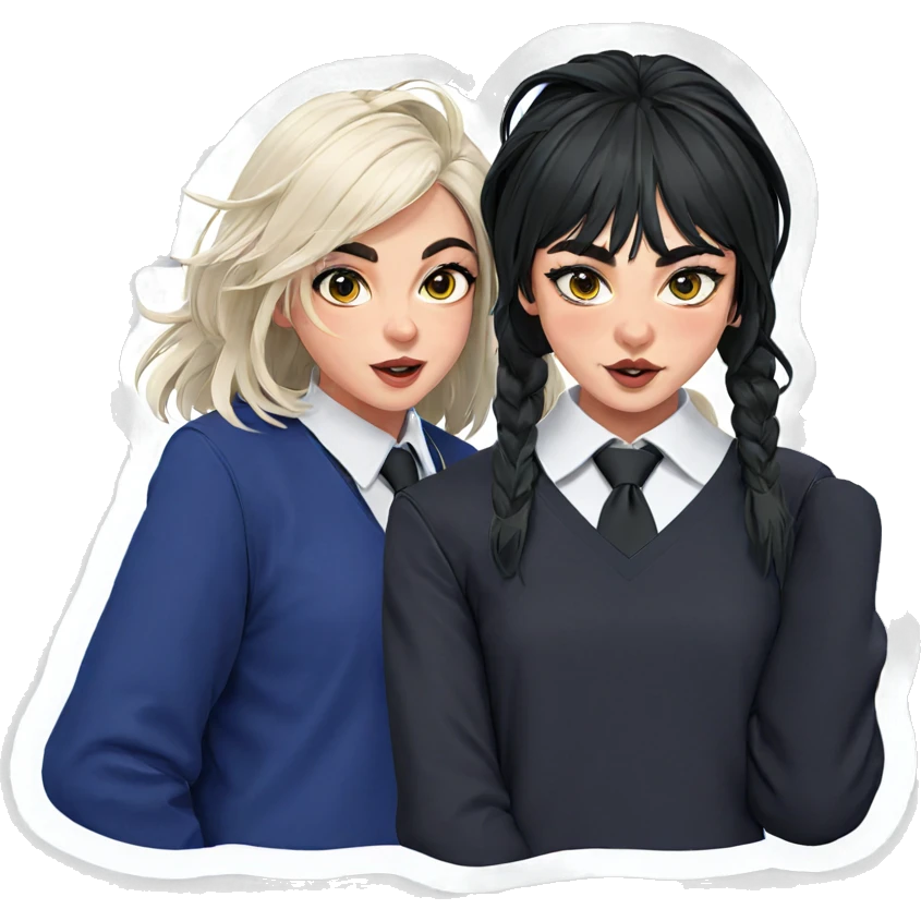 twin girls in school uniform emoji