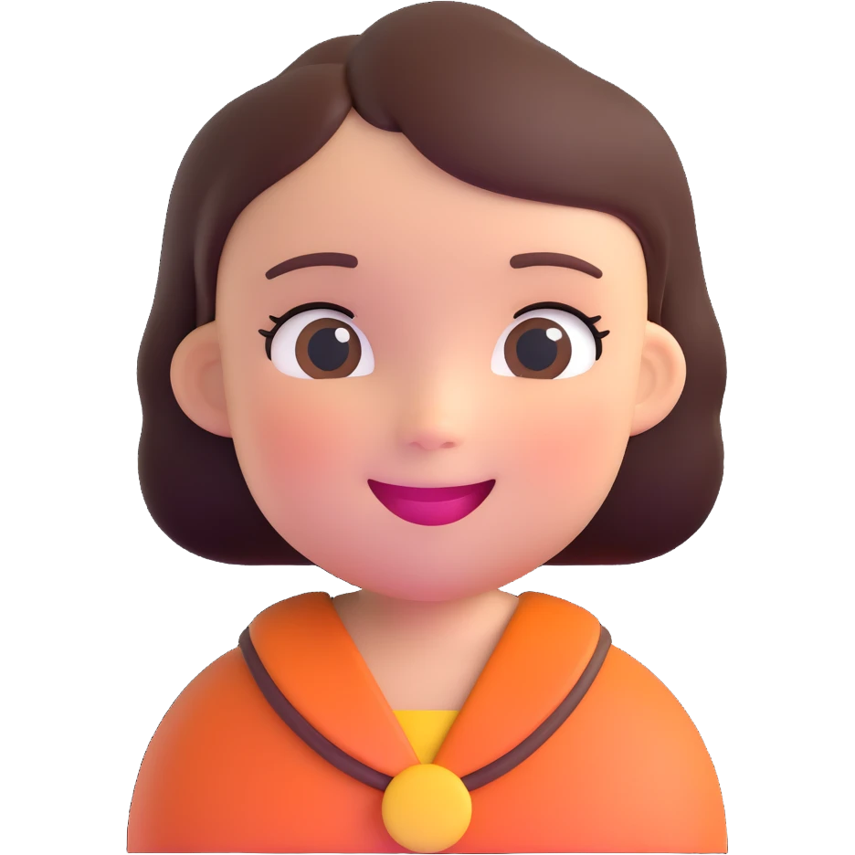 adorable girl character with round face, cheerful expression emoji