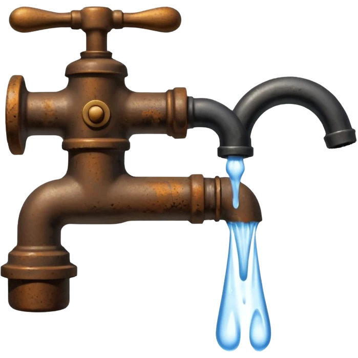 
water pouring from an old tap, 1980 emoji