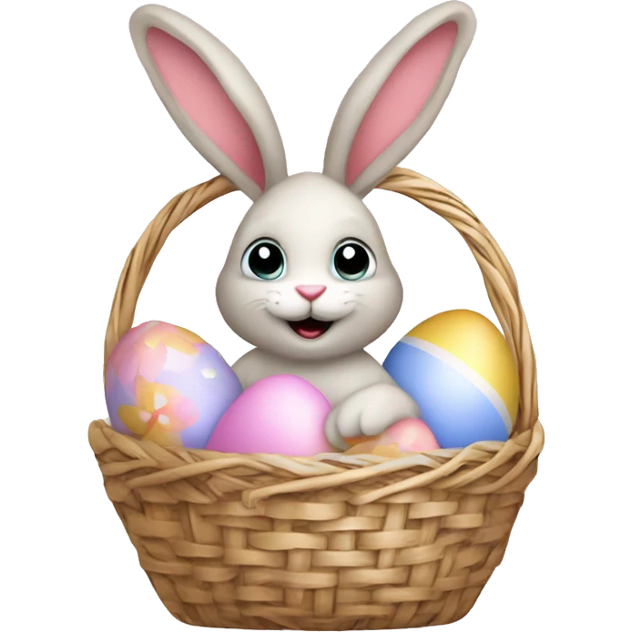 easter bunny with egg light pink basket emoji
