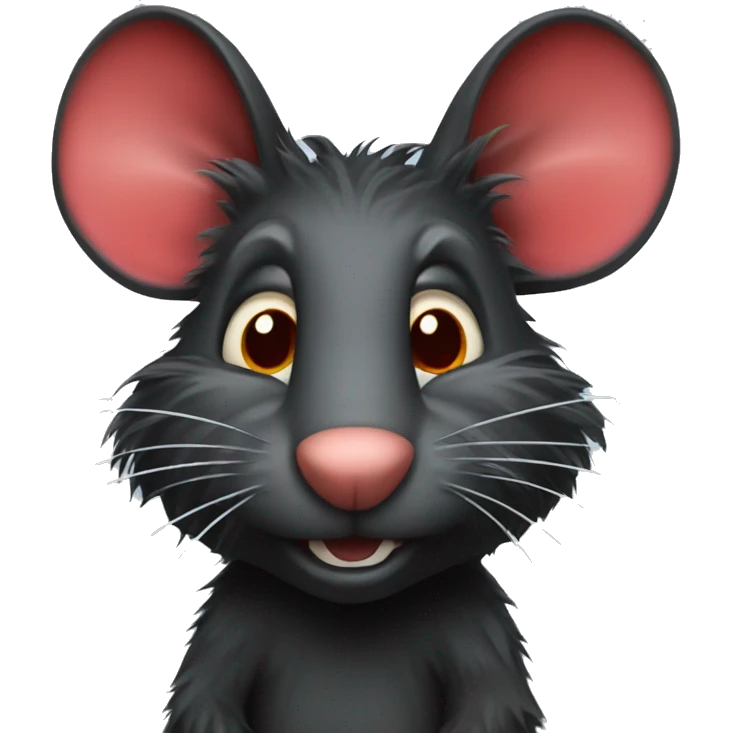 Shaggy black rat with red tail emoji