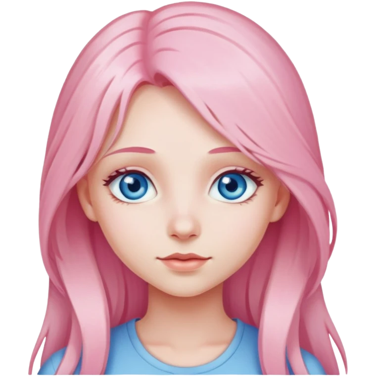 Девочка с длинными светло-Розовыми волосами с голубыми глазами  emoji