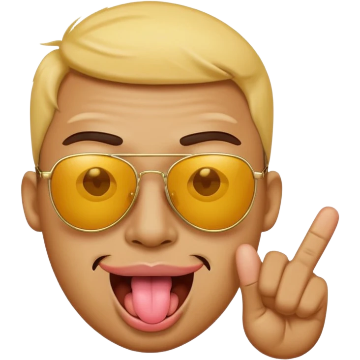 Fassa um emoji simples aquele da carinha amarelo de óculos escuro dando uma língua bem ofensiva e mostrando o dedo do meio da mesma forma.o óculos tem que ser escuro total emoji