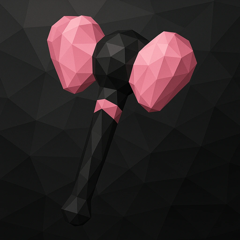 BLACKPINK-inspired object, black and pink colors, faceted and modern geometric design, Polygonal style emoji