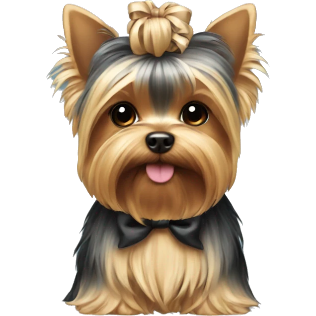 A Yorkie with a bow emoji