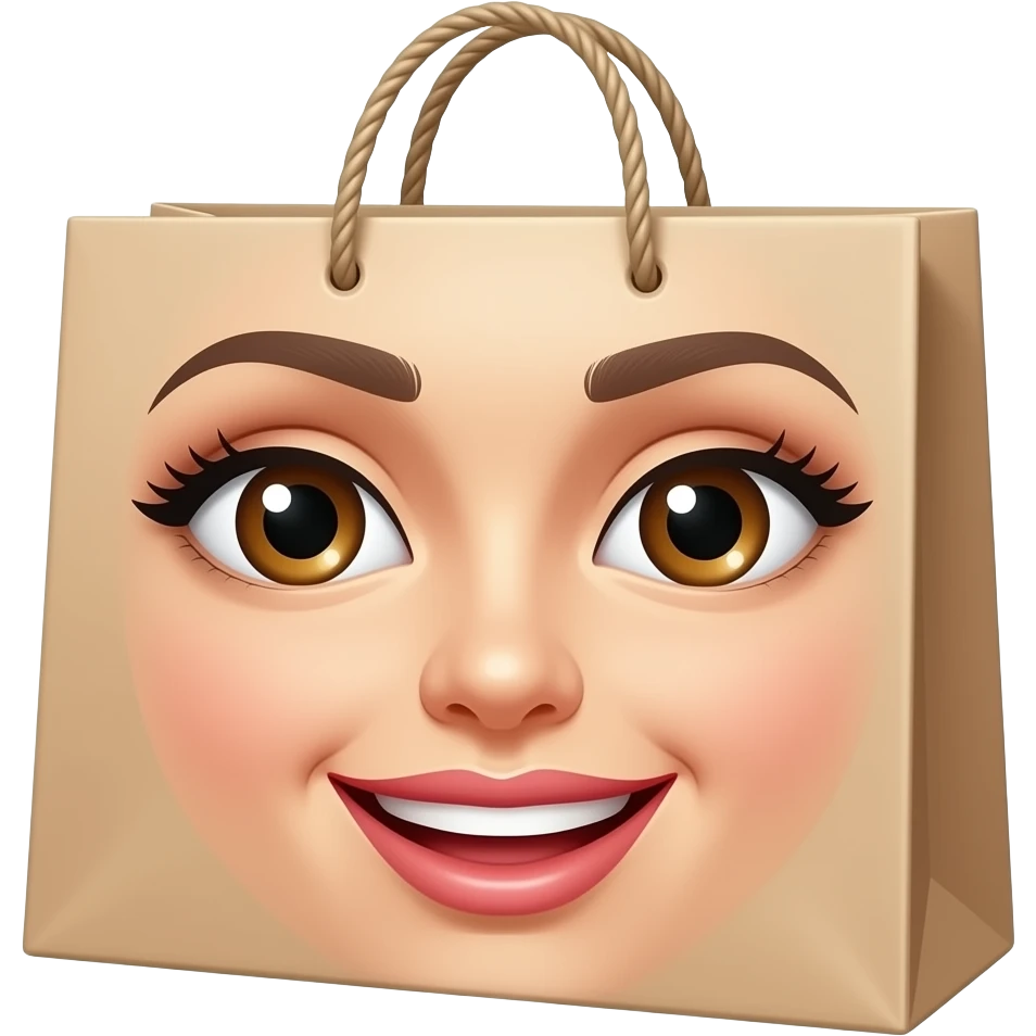 brand bag with women eye and lips smiling emoji