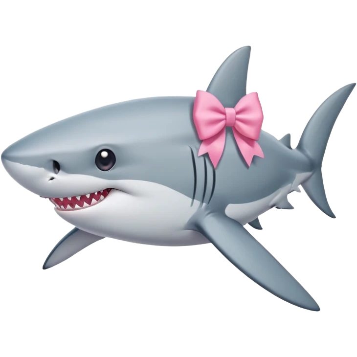 Shark with a pink bow on its head emoji