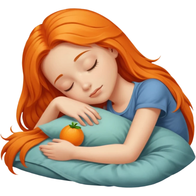 Orange long hair girl sleeping emoji