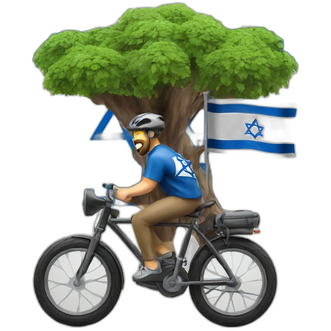 Man tree on bike with Israel flag emoji